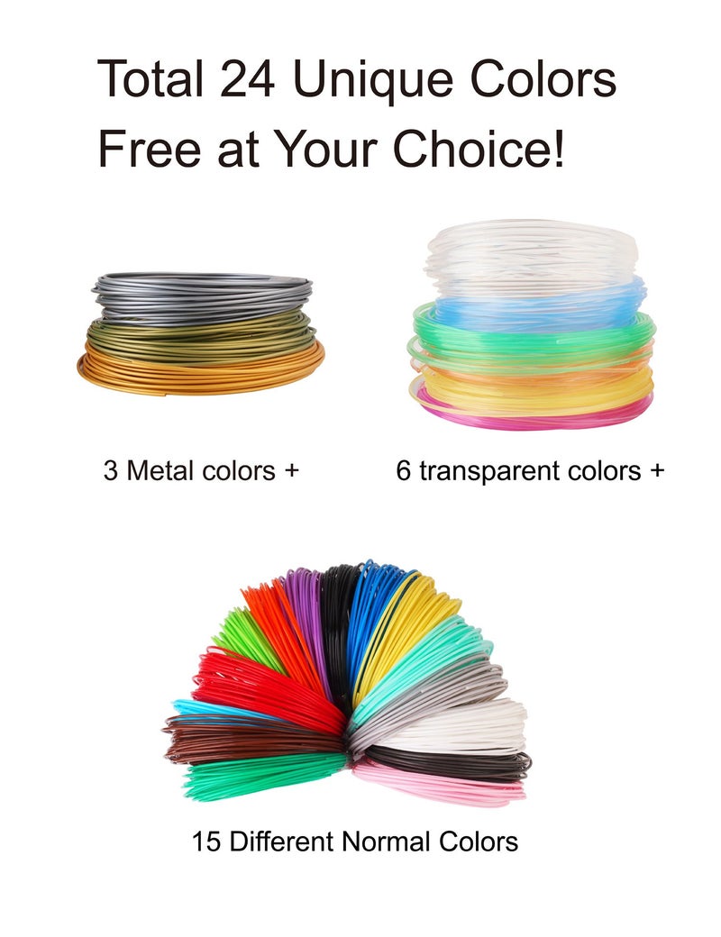 MIKA3D 3D Pen 3D Printer Filament, 24 Colors 1.75mm PLA Filament Pack, High-Precision Diameter Filament, Each Color 10 Feet, Total 240 Feet Lengths by Mika3d - Image 3